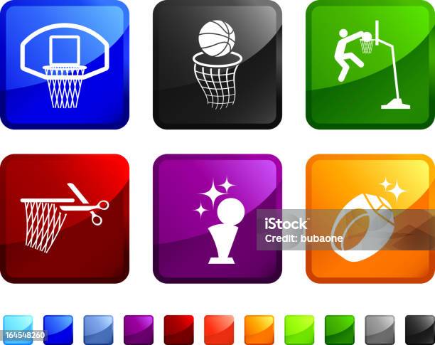 Campionato Di Basket Royaltyfree Icona Set Di Adesivi Vettoriale - Immagini vettoriali stock e altre immagini di Anello - Gioiello