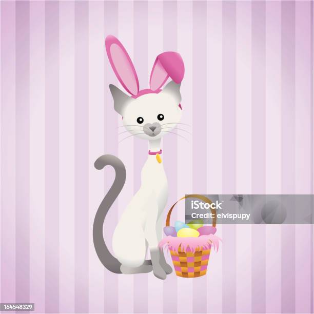 Ilustración de Kitty De Pascua y más Vectores Libres de Derechos de Gato doméstico - Gato doméstico, Pascua, Cesta de pascua