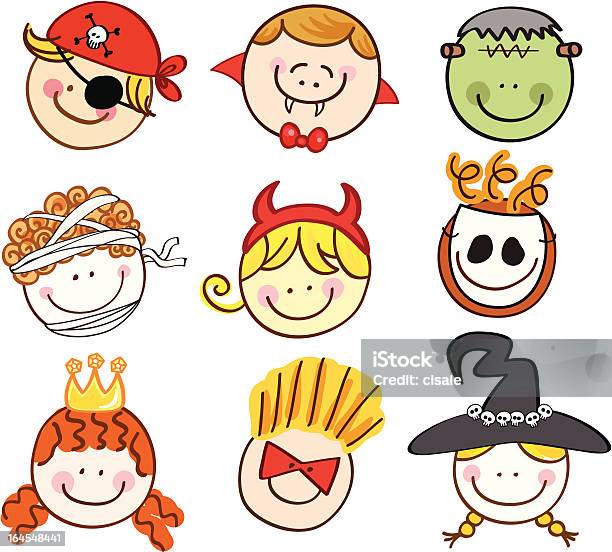 Ilustración de Halloween Enmascarado Niños Ilustración Dibujo Animado y más Vectores Libres de Derechos de Alegre