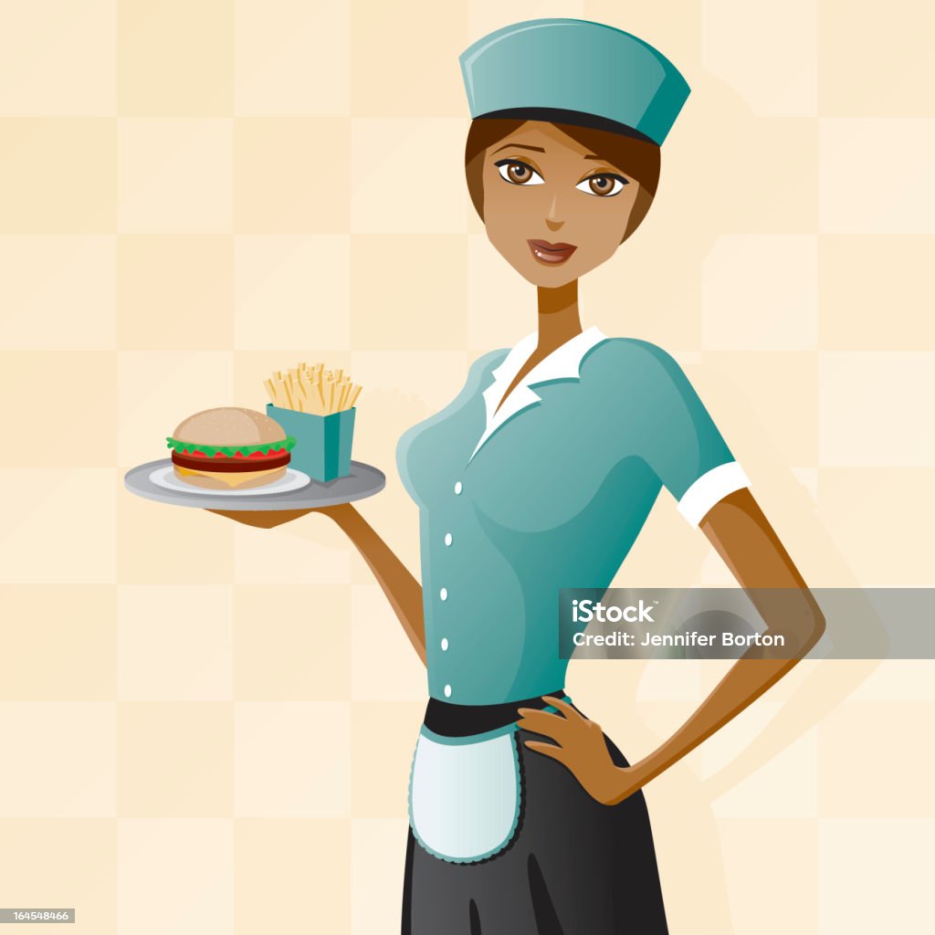 Fast Food garçonete - Vetor de Garçonete royalty-free