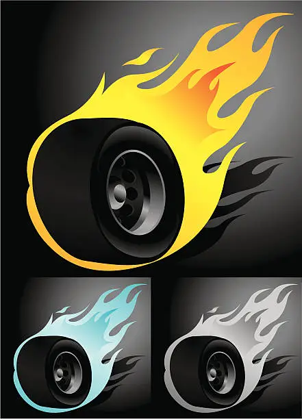 Vector illustration of Wheel on Fire