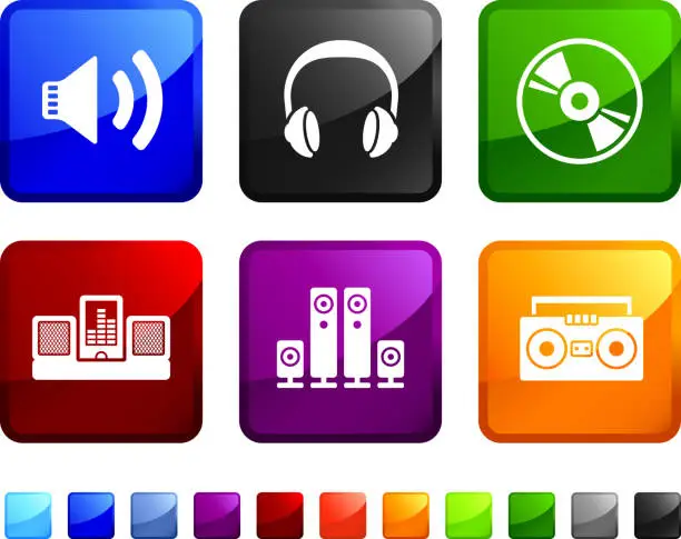 Vector illustration of Computer  icons of music technology