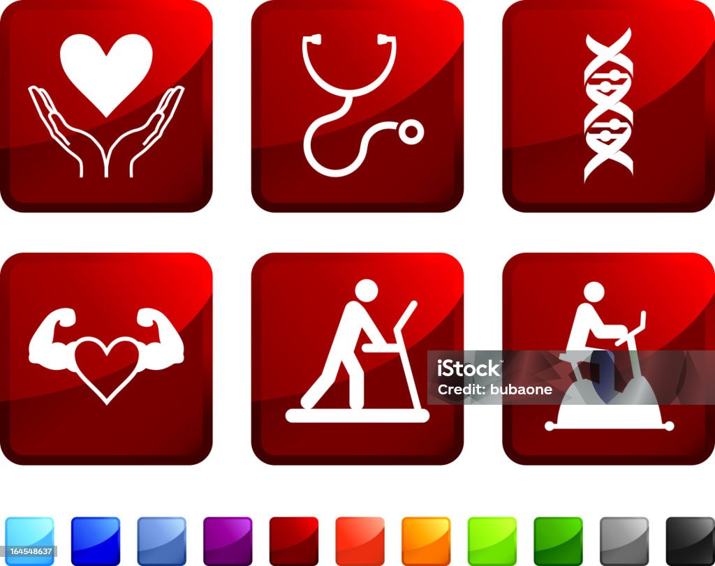 Medical Workout royalty free vector icon set stickers Medical Workout sticker set Blue stock vector