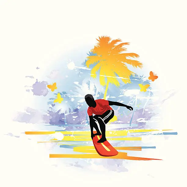 Vector illustration of Surfing