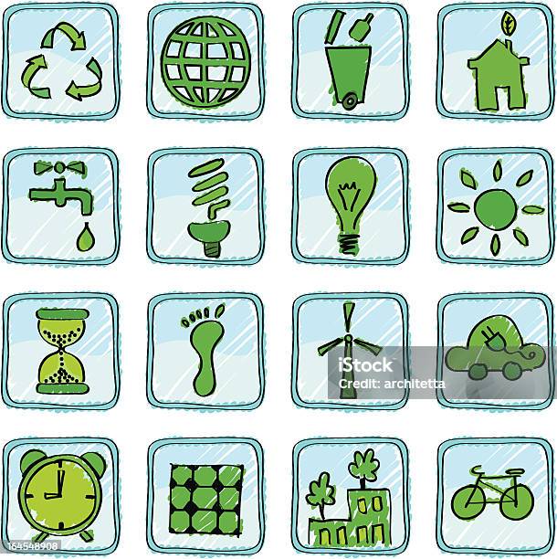 Grüne Ökologie Icons Stock Vektor Art und mehr Bilder von Umweltschutz - Umweltschutz, Auto, Außenaufnahme von Gebäuden