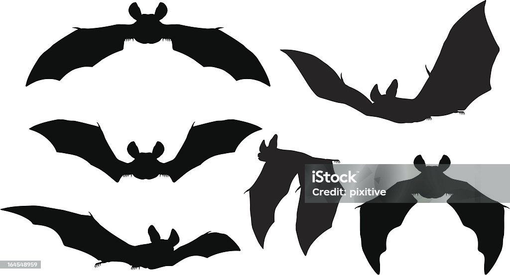 Bats Silhouettes Silhouettes set of bats flying Bat - Animal stock vector