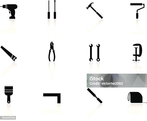 Black N White Icons Work Tools Stock Illustration - Download Image Now - Arts Culture and Entertainment, Black And White, Clamp