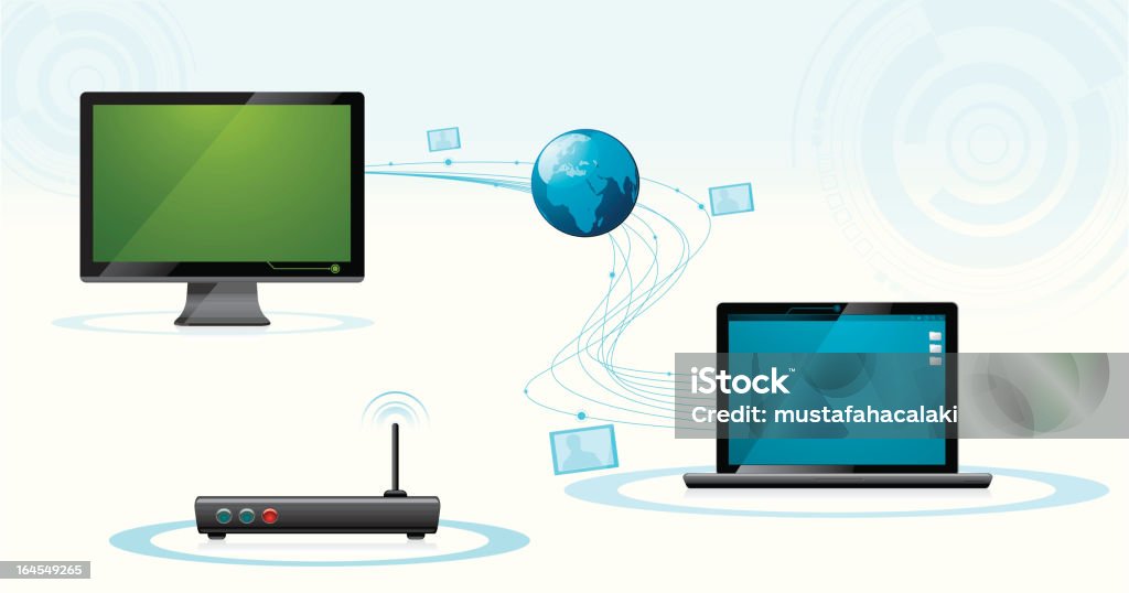 Connexion sans fil de partage de fichiers - clipart vectoriel de Abstrait libre de droits