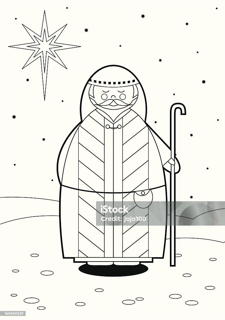 Color In Nativity Shepherd Cute color in Nativity shepherd at Christmas. Christmas stock vector