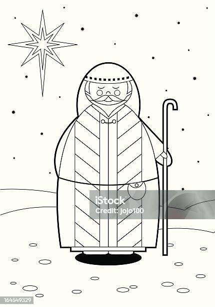 Color In Nativity Shepherd Stock Illustration - Download Image Now - Christmas, Illustration, Shepherd