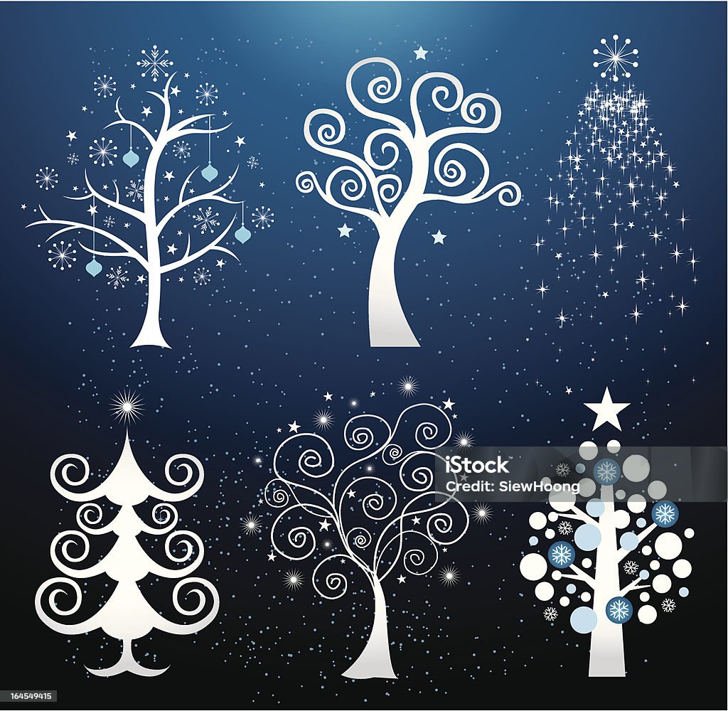 Christmas Trees Vector illustration of 6 set of christmas trees Backgrounds stock vector