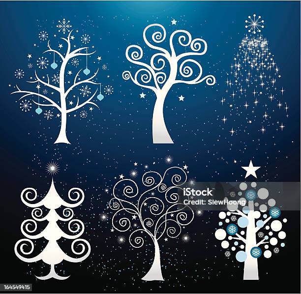 Christmas Trees Stock Illustration - Download Image Now - Backgrounds, Blue, Celebration