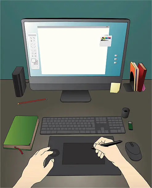 Vector illustration of Designer working