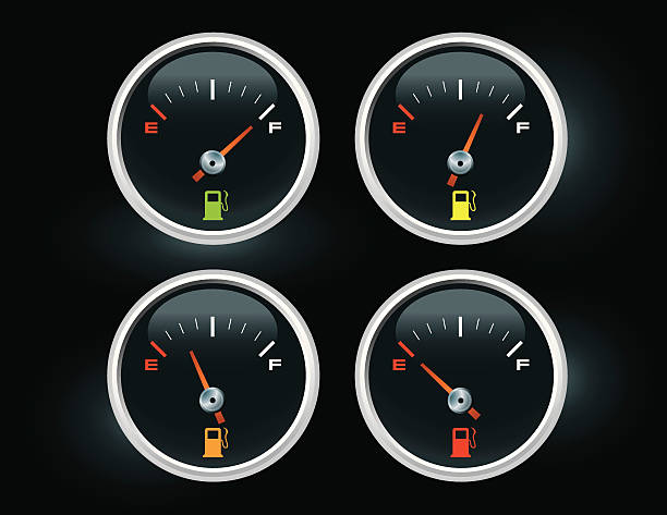 ilustraciones, imágenes clip art, dibujos animados e iconos de stock de medidor de gas - gas gauge full empty