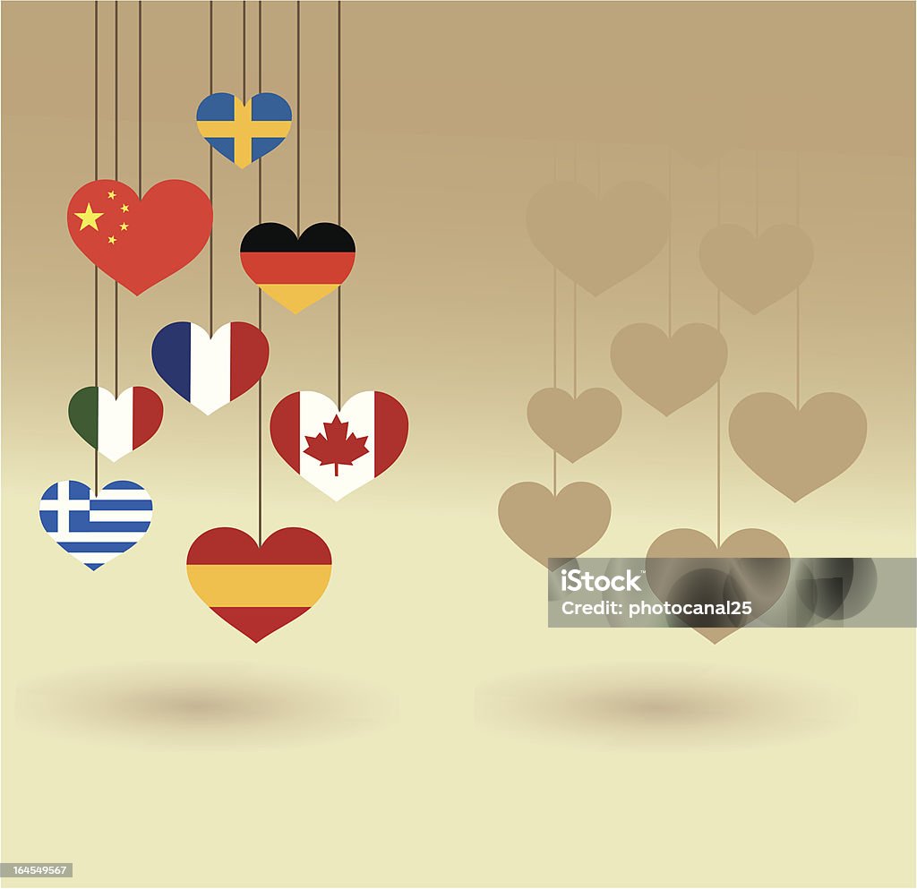 Bandeiras penduradas em forma de coração - Vetor de Acordo royalty-free