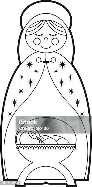 Color In Virgin Mary Baby Jesus Character Icons Stock Illustration - Download Image Now - Coloring, Nativity Scene, Adult