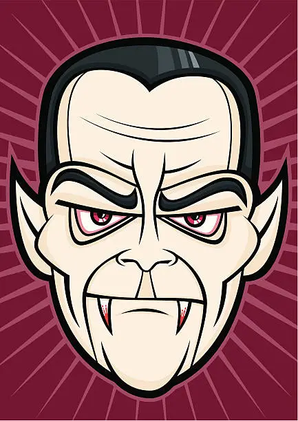 Vector illustration of Scary Dracula Halloween Head Monster Face