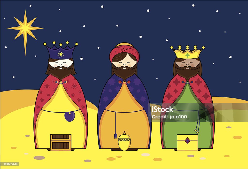 3 人の王が夜空に - 東方の三博士のロイヤリティフリーベクトルアート