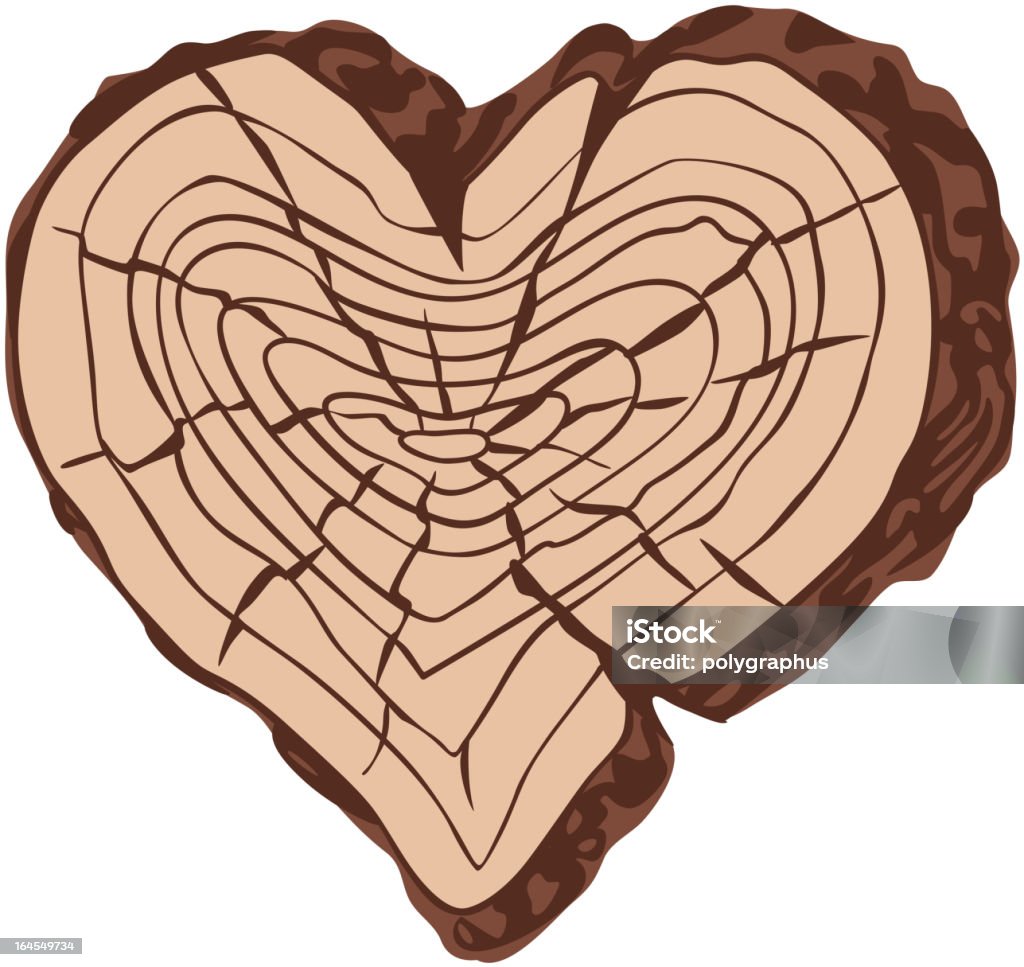 Corazón de madera - arte vectorial de Agrietado libre de derechos