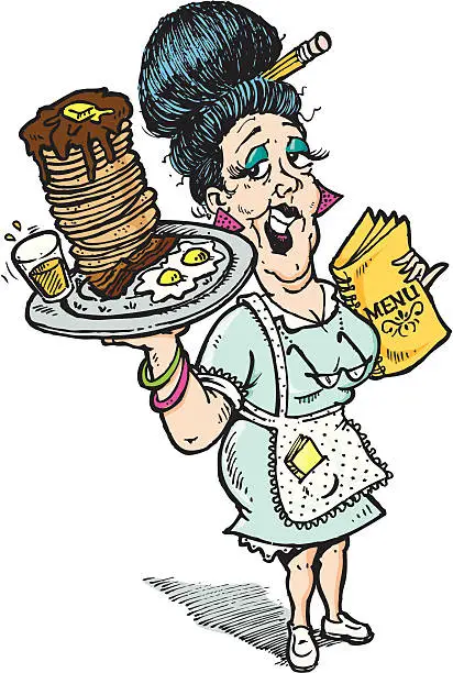 Vector illustration of waitress