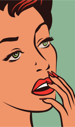 Women expressing an emotion in retro style.