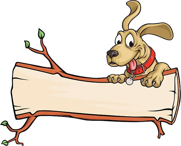 Vector illustration of Dog Log Copy Space