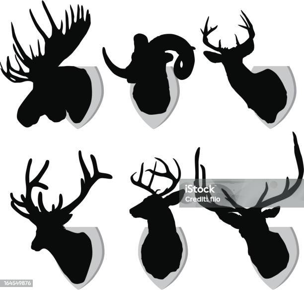 Mounted Animals Stock Illustration - Download Image Now - Moose, White-Tailed Deer, Antler