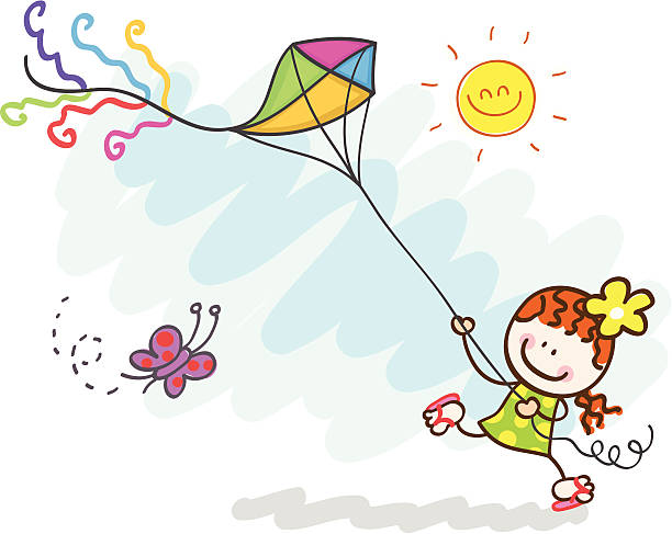 istock girl playing with kite cartoon illustration 164549890