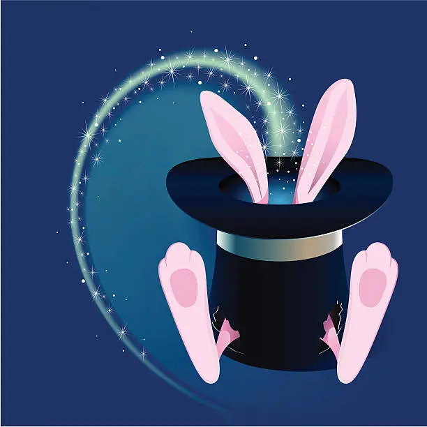 Vector illustration of magic hat with bunny