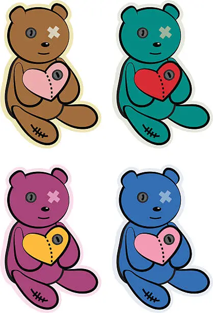 Vector illustration of Toy bear with heart