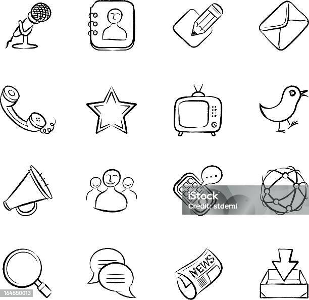 Handdrawn Graphic Icons For Communication Elements Stock Illustration - Download Image Now