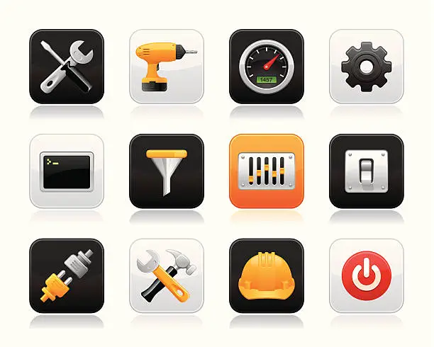 Vector illustration of Knobico icons - Tools