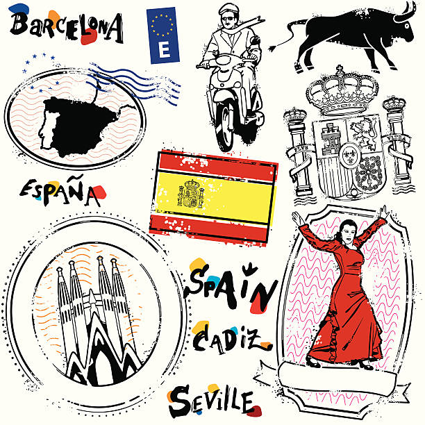reino 드 에스파냐 - barcelona spain antonio gaudi sagrada familia stock illustrations