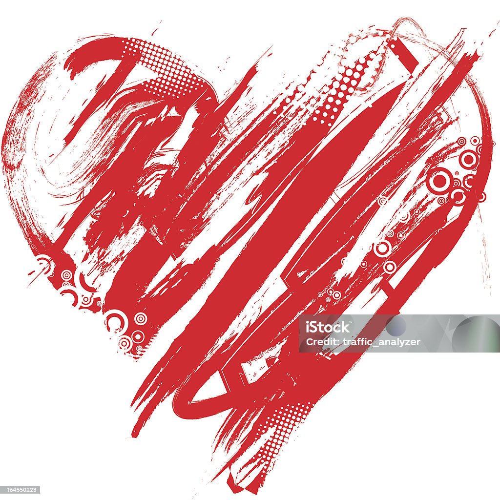 Abstrato vermelho sobre branco em forma de coração - Vetor de Rabisco - Padrão royalty-free