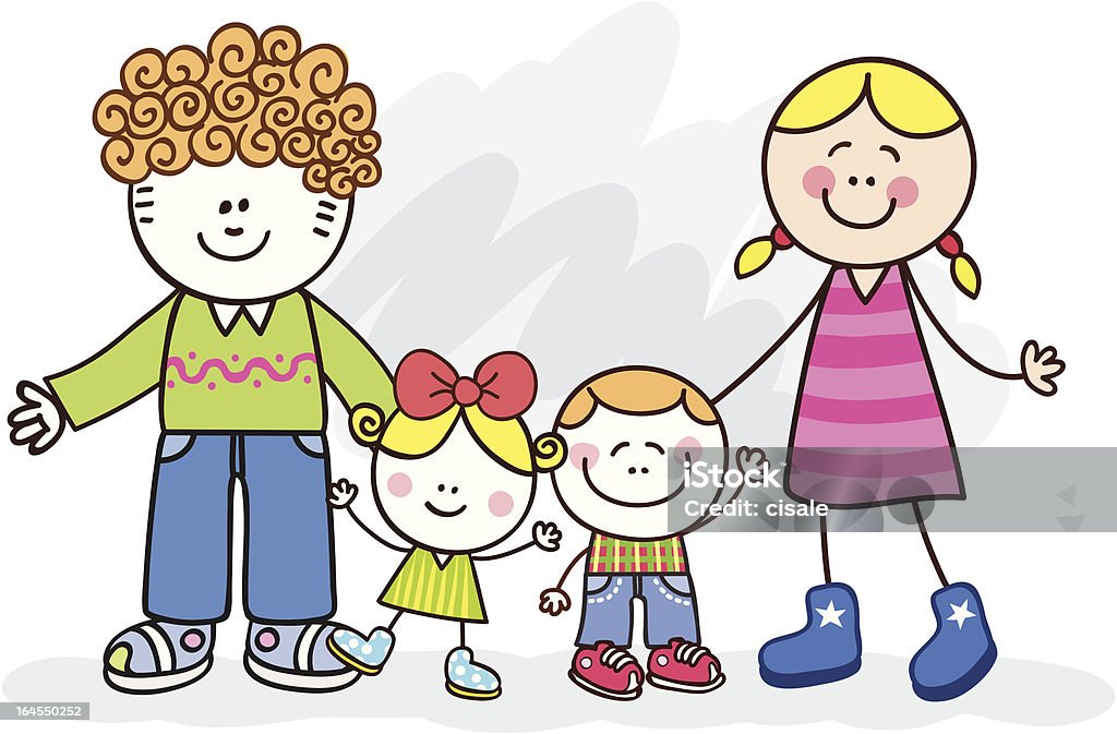 White Family With Father Mother Daughter Son Cartoon Illustration Stock  Illustration - Download Image Now - iStock