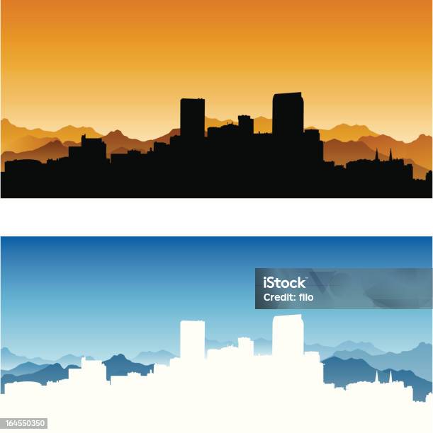 Skyline Della Città Di Denver - Immagini vettoriali stock e altre immagini di Denver - Denver, Montagna, Orizzonte urbano