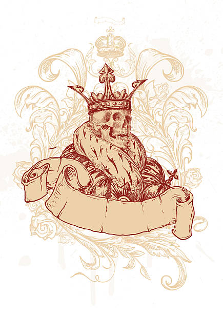 Teschio con letto King size - illustrazione arte vettoriale