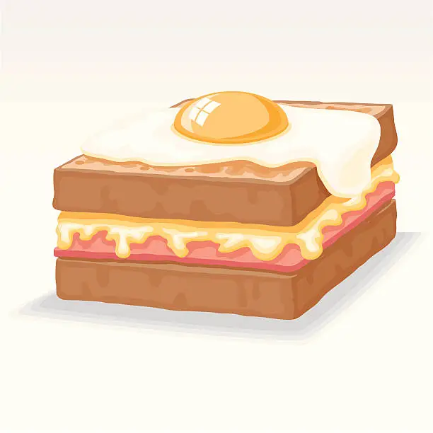 Vector illustration of Croque-Madame Sandwich