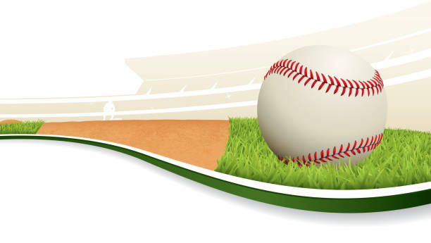tło baseball - baseball baseball diamond grass baseballs stock illustrations
