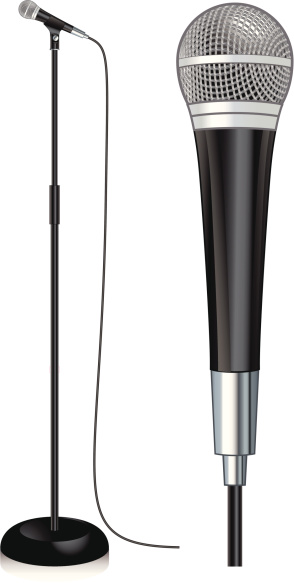 Microphone stand and microphone detail.