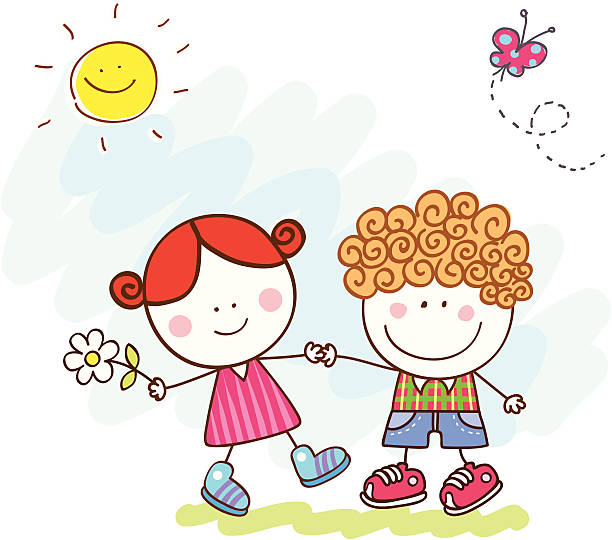 1,891 Little Kids In Love Cartoons Illustrations & Clip Art - iStock