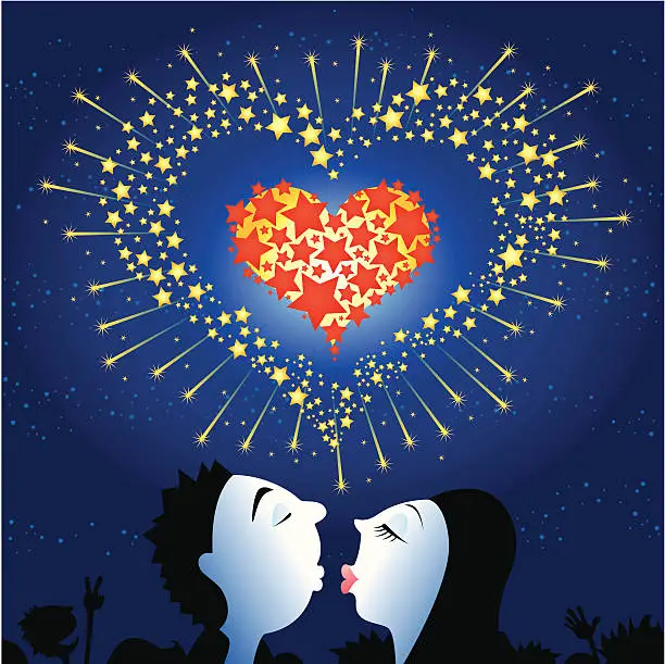 Vector illustration of Love fireworks