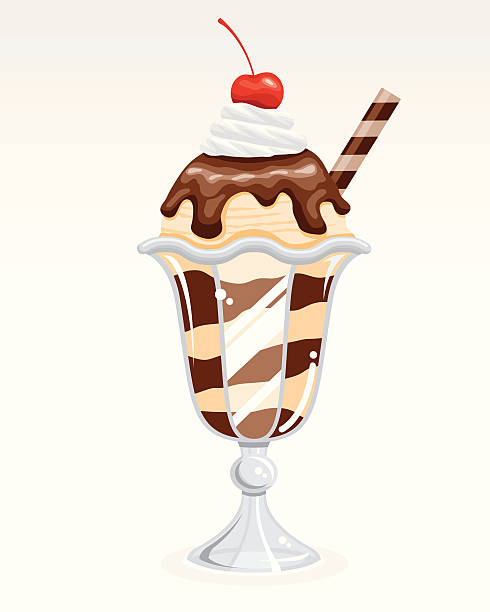 ilustrações, clipart, desenhos animados e ícones de sundae de chocolate - ice cream sundae ice cream chocolate