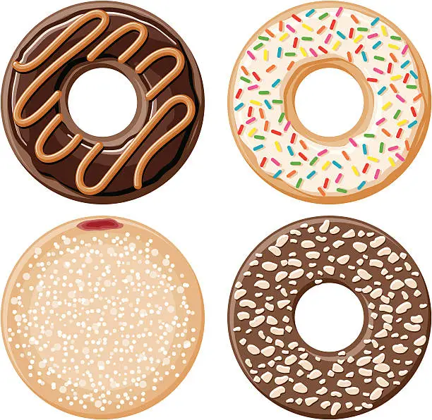 Vector illustration of Four Donuts