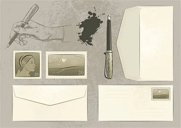 Vector illustration of Vintage Letter Set