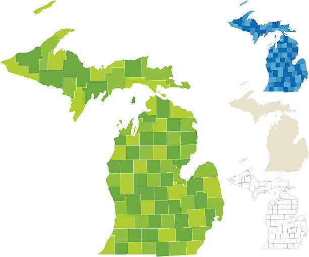 ミシガン州マップ - map usa election counties点のイラスト素材／クリップアート素材／マンガ素材／アイコン素材