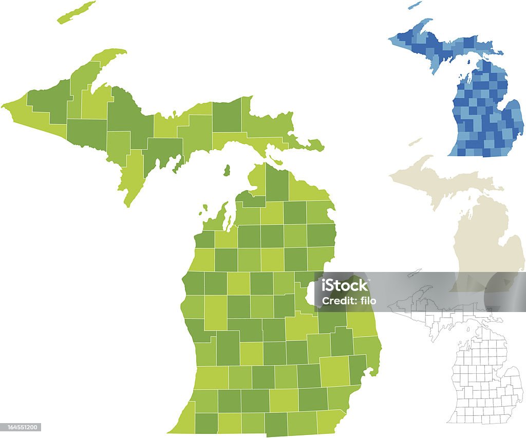 County Michigan Color Michigan County Map Stock Illustration - Download Image Now - Michigan ...