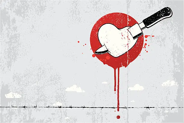 Vector illustration of Graffiti stabbed heart