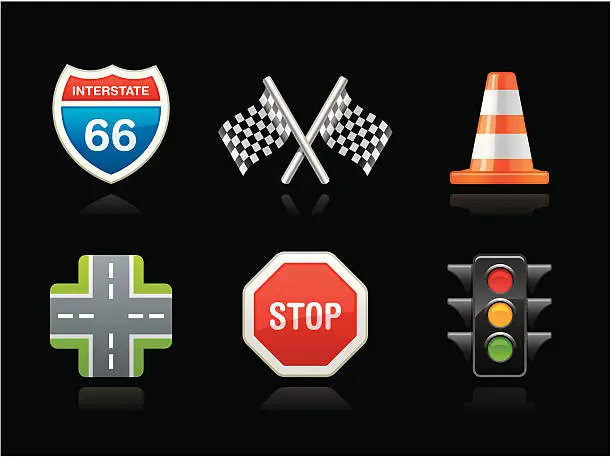 Vector illustration of Dark collection - Road sign