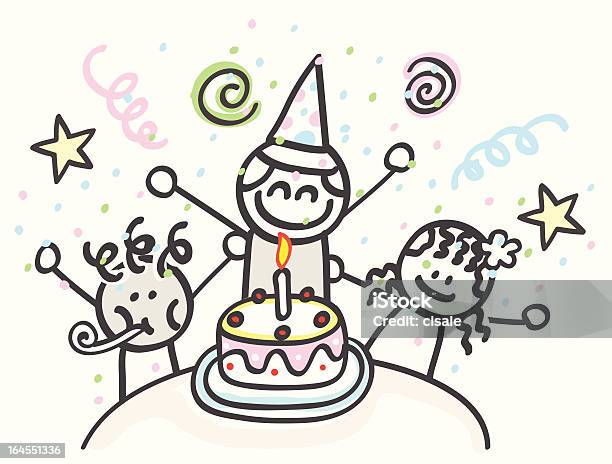 Children Birthday Party Cartoon Illustration Stock Illustration - Download  Image Now - Birthday, Birthday Cake, Boys - iStock
